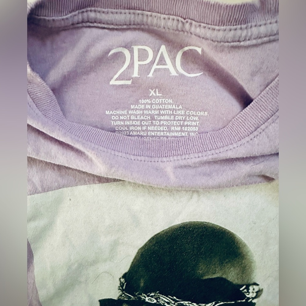 2PAC Oversized Tupac Shakur Hip-hop T Shirt Purple Adult Size XL - Picture 2 of 2